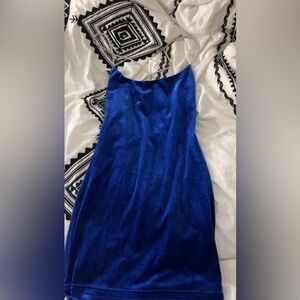 Rhinestone strap blue mini dress